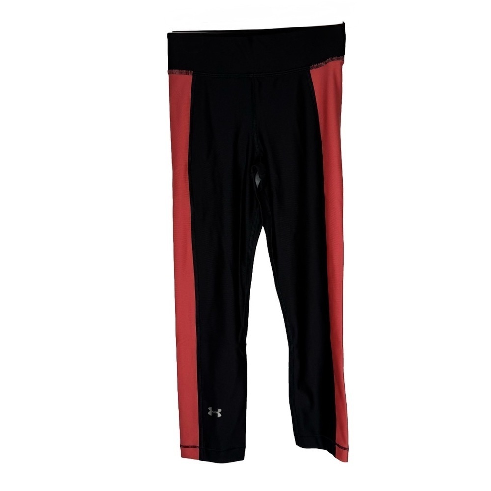 Under Armour Women’s Black and Orange Leggings Heatgear Compression Pants XS